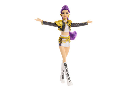 KPop Demon Hunters Rumi Golden 12.75-Inch Singing Fashion Doll with purple hair, gold and black jacket, white shorts,...