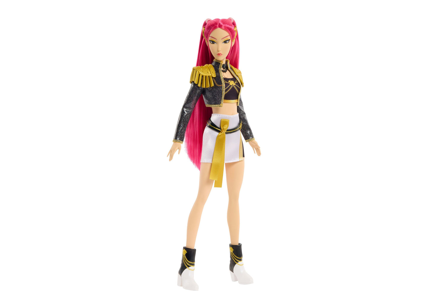 Kpop Demon Hunters Mira Huntr/X 12.75" singing doll with pink hair, gold and black outfit