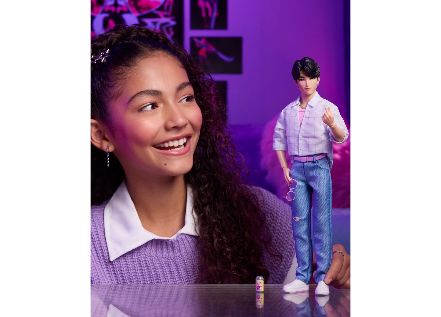 Kpop Demon Hunters Saja Boys Jinu Soda Pop 12" Fashion Doll with purple outfit
