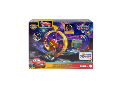 Cars Lightning McQueen Light-Up Celebration Raceway Playset with glowing loop track and accessories
