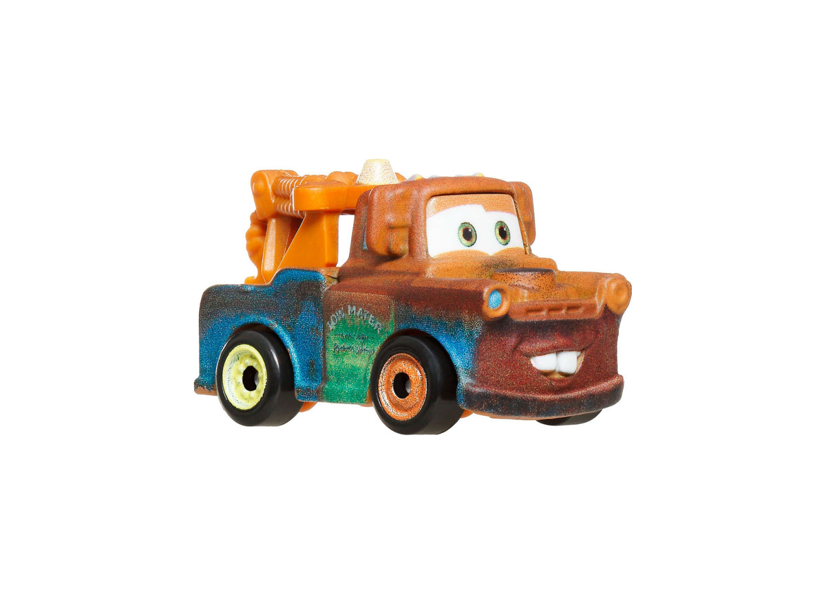Cars Die-Cast Mini Racers brown tow truck toy with orange crane and blue wheels
