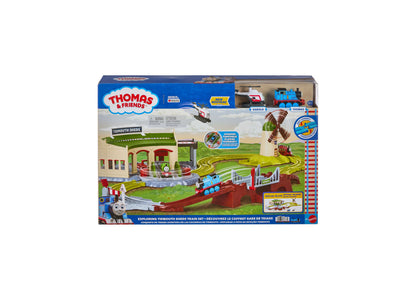 Thomas & Friends Explorin' Tidmouth Sheds train set with turntable, shed building, and track layout featuring Thomas ...