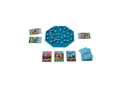 Mattel Deep Sea Diamond Dive board game set with blue octagonal game board, gem pieces, colorful Treasure Cards featu...