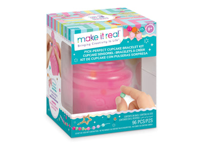 Make It Real Pick Perfect Cupcake Bracelet Kit in pink with beads and accessories for ages 8+