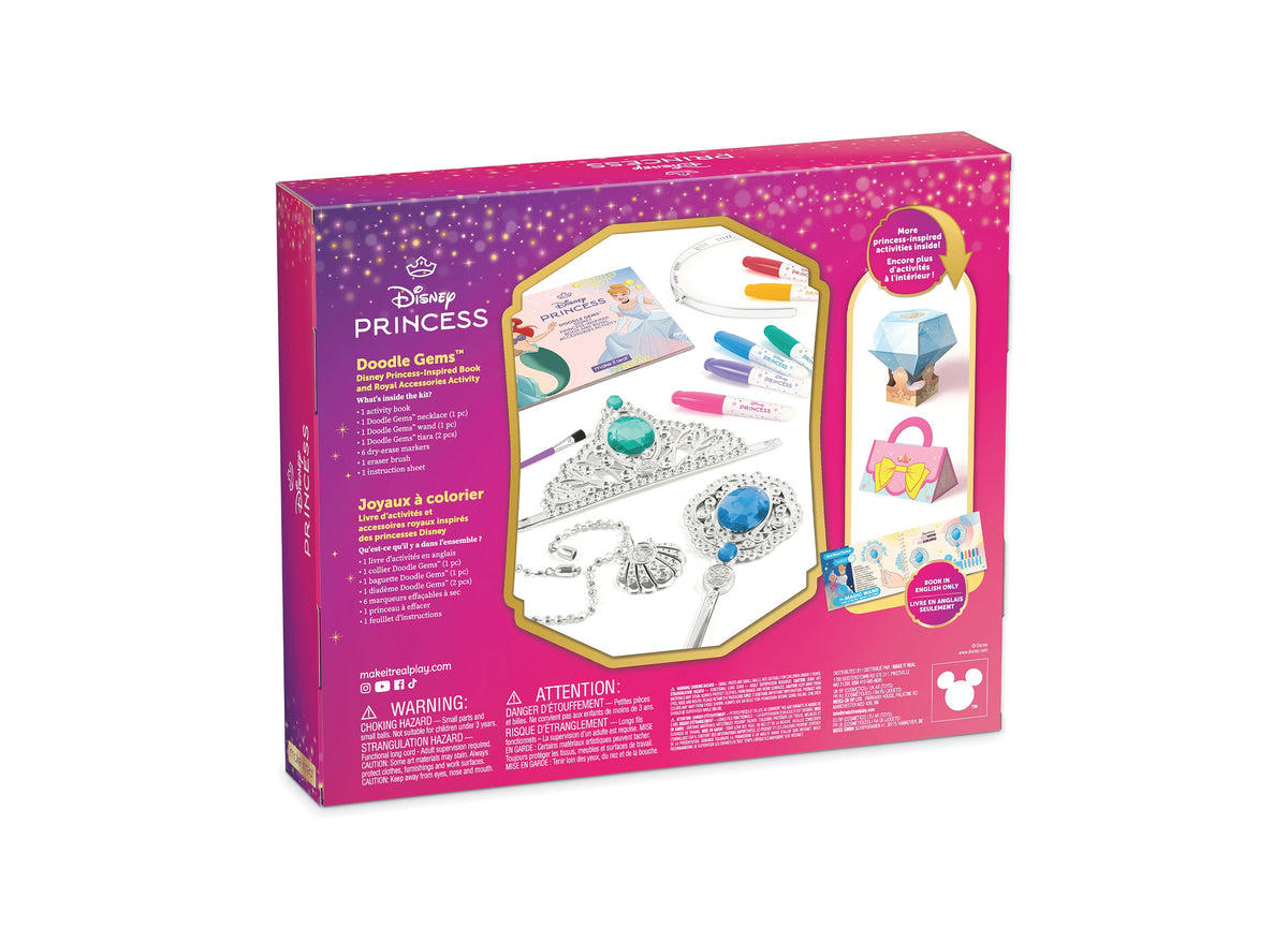 Make It Real Doodle Gems Disney Princess-Inspired Book and Royal Accessories Activity, Ages 6+
