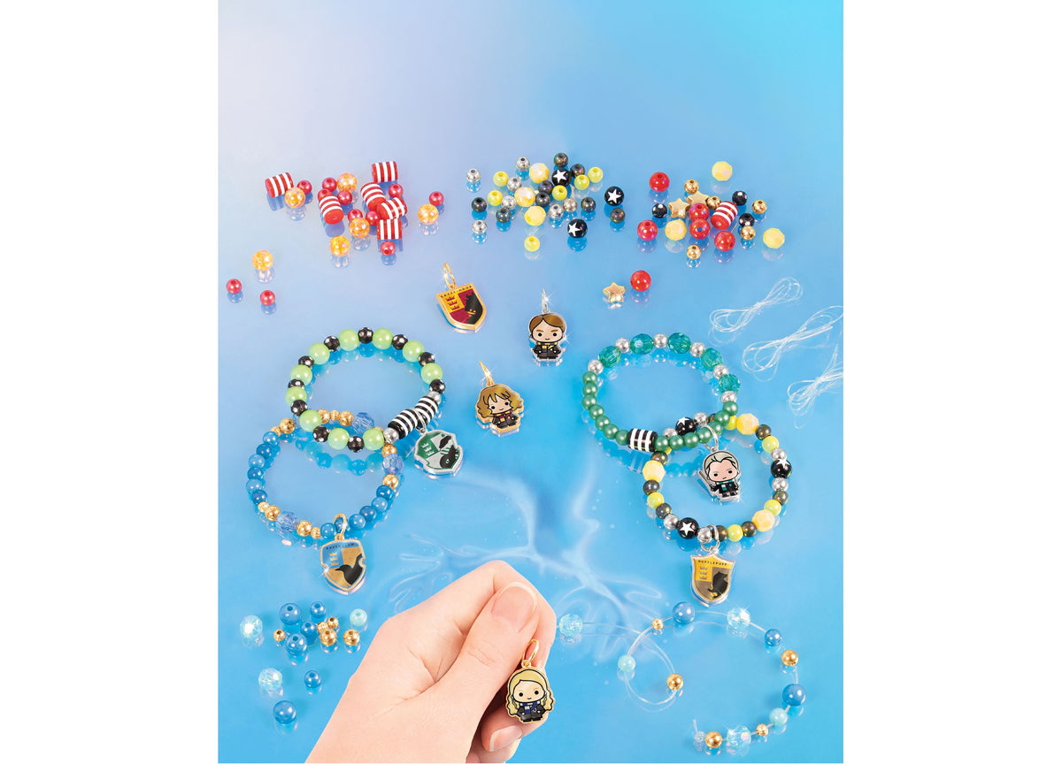 Make It Real Harry Potter Hogwarts Castle Style DIY Bracelet Kit with beaded bracelets in house colors, character cha...