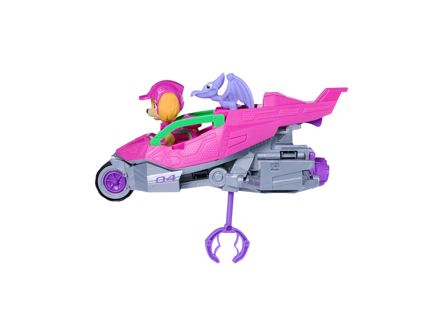 Paw Patrol Skye's Rescue Jet pink dino theme toy with figure and purple claw