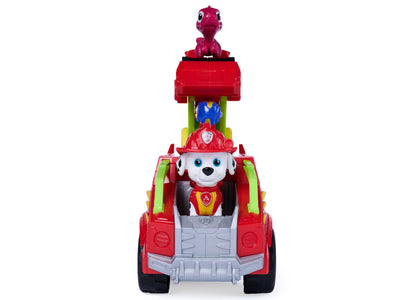 Paw Patrol Dino Theme Rescue Fire Truck with red vehicle and dinosaur figure