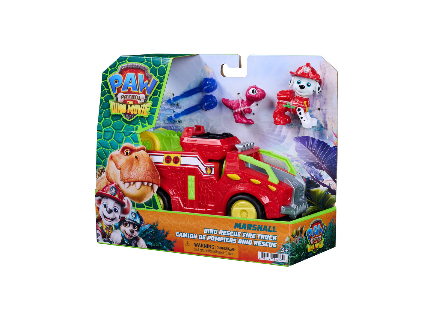 Paw Patrol Dino Movie Marshall Rescue Fire Truck toy with dinosaur and figures