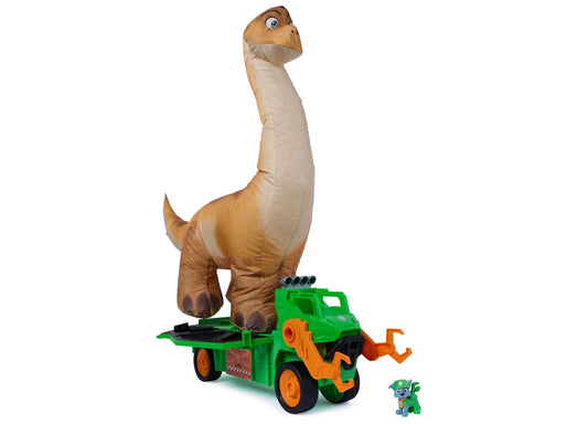 Paw Patrol Megasaurus 2-in-1 Inflatable Dinosaur Vehicle with green truck and small pup figure