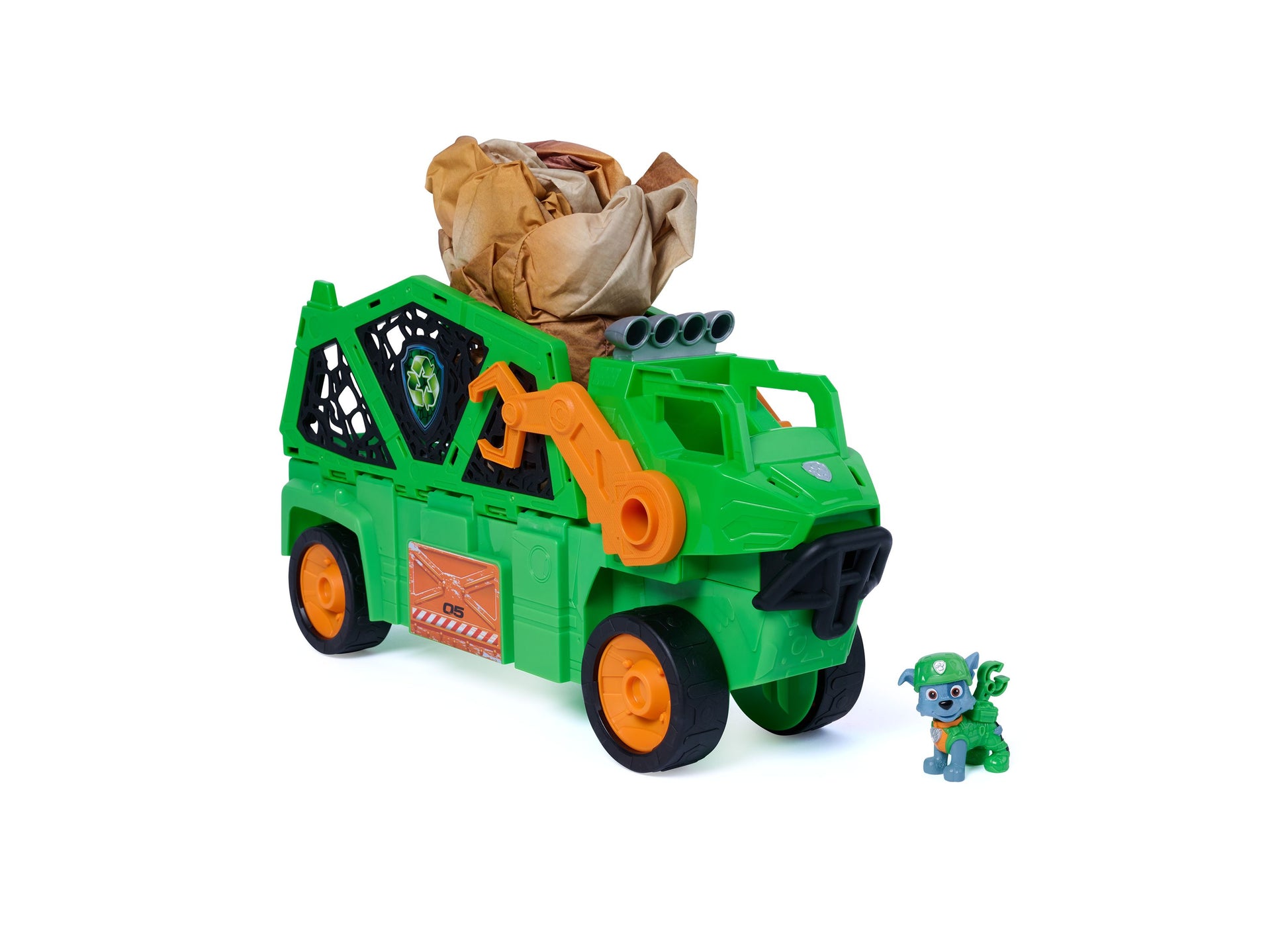 Paw Patrol Megasaurus 2-in-1 green dinosaur vehicle toy with Rocky figure