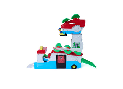 Paw Patrol Chase Dino Movie 2-in-1 transforming playset with red, blue, and green vehicle toy