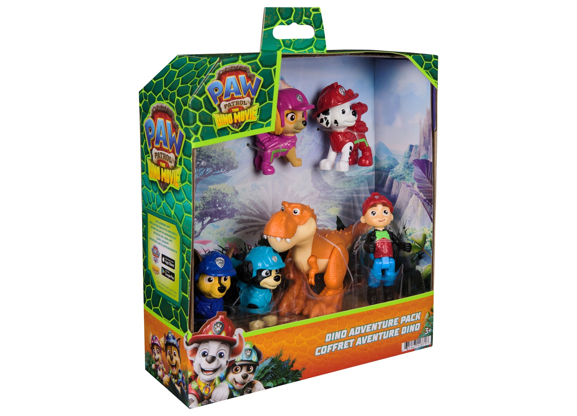 Paw Patrol Dino Adventure 6-Pack Action Figures with dinosaur and pup characters