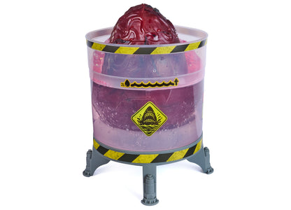 Primal Hatch Megalodon toy with purple liquid tank, yellow and black warning stripes, and red shark egg on top