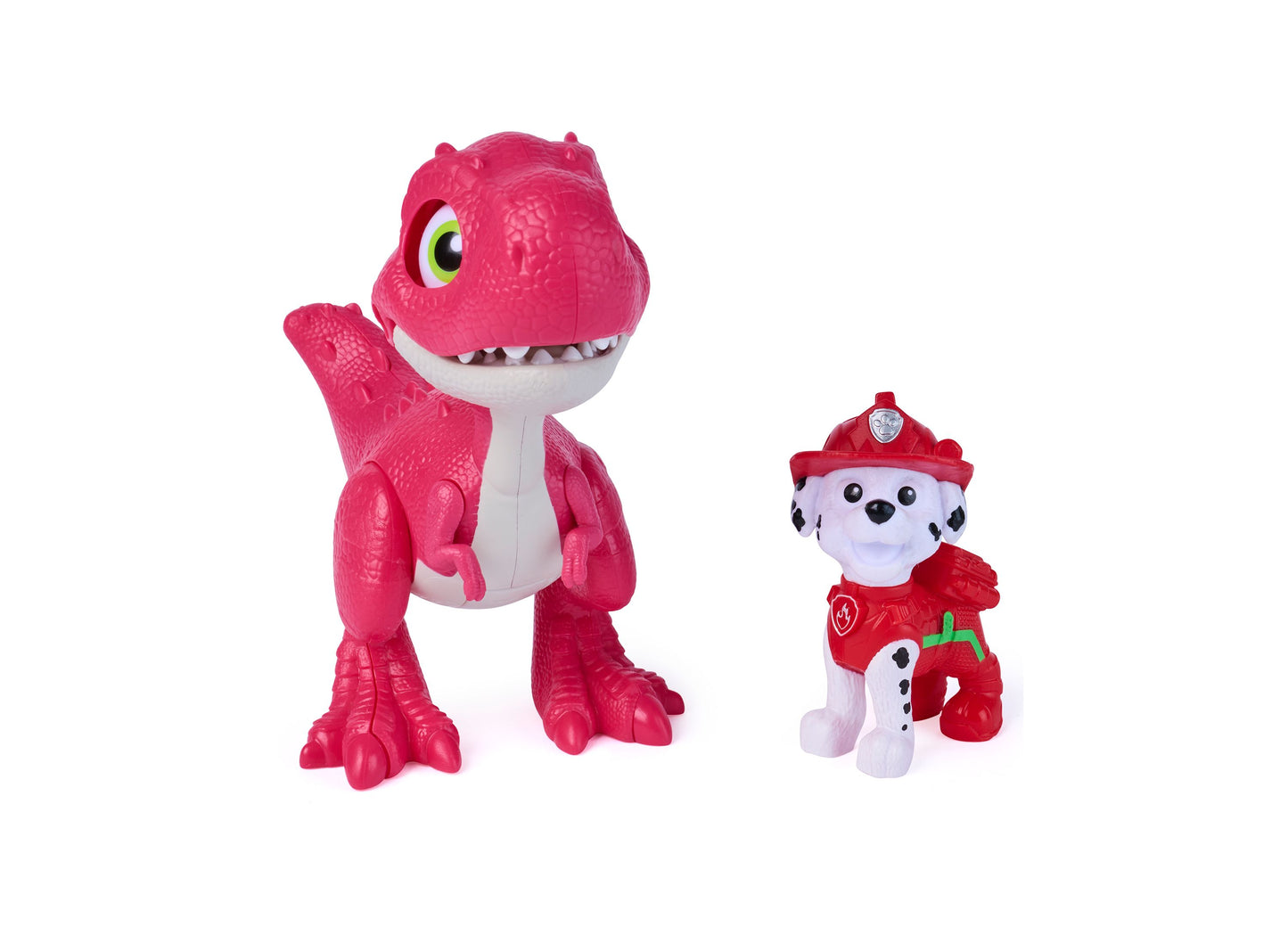 PAW Patrol Roaring Pups Dino Movie Marshall and Rhubarb pink dinosaur figure set