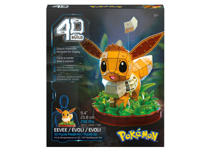 Pokemon Eevee 3D puzzle model kit showing orange character with brown wings on grassy base, 238 pieces