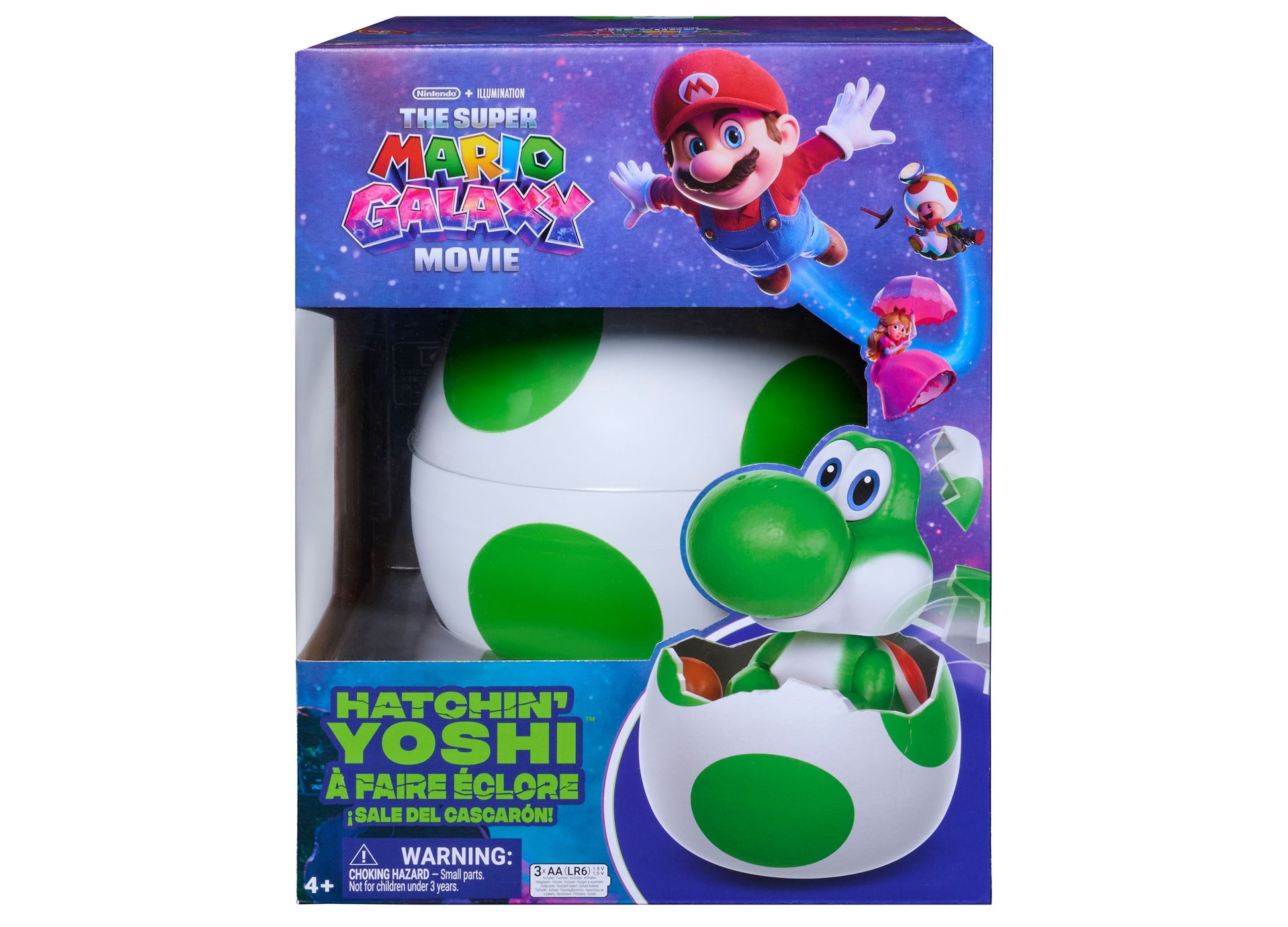 Super Mario Hatchin' Yoshi interactive figure with green and white egg design