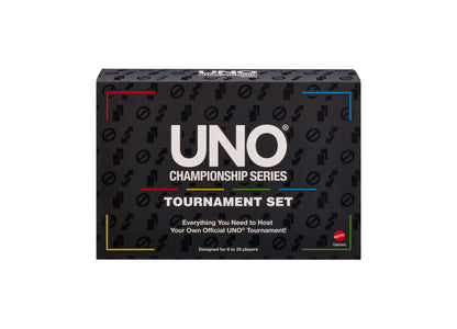 UNO Championship Series Tournament Set black box with colorful corners, card game for 6-20 players