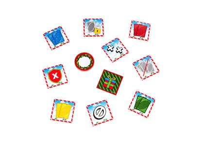 Mattel UNO Advent Calendar with 24 doors arranged in circle around central gift and wreath, featuring colorful game c...