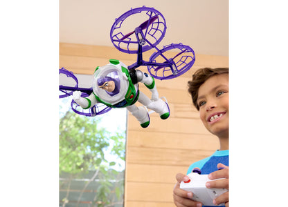 Toy Story Buzz Lightyear RC flying figure in green, white, and purple with remote control