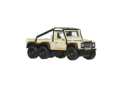 Matchbox 1:64 Scale Desert Chase Escape 4-piece die-cast vehicle set featuring cream and tan Land Rover 6x6 with blac...