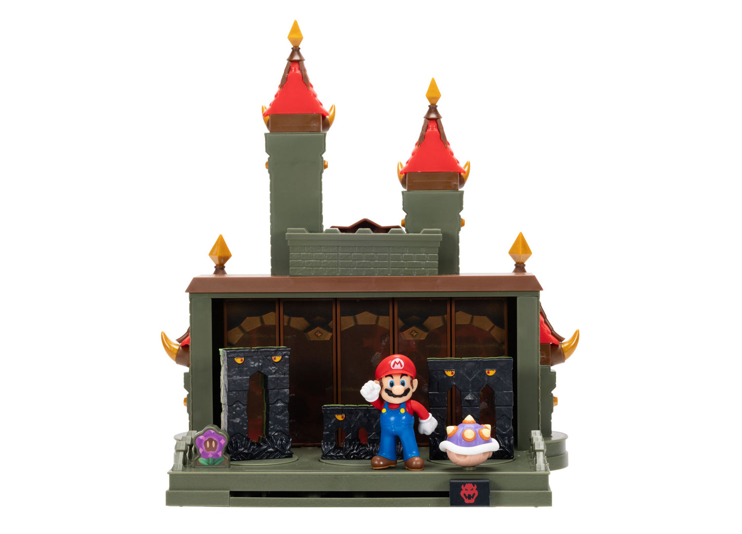 Super Mario Bowser Jr. Castle Battle Playset with Mario figure and interactive accessories