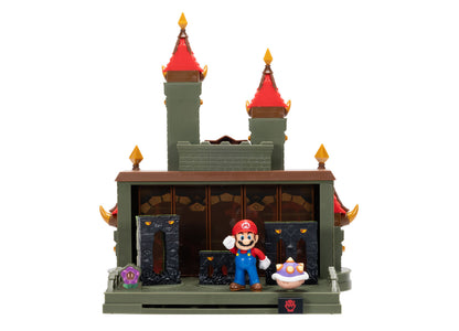 Super Mario Bowser Jr. Castle Battle Playset with Mario figure and interactive accessories