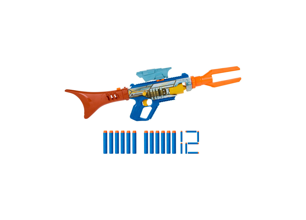 Nerf Star Wars Mandalorian Bolt-Action Blaster with 12 Elite darts in blue, orange, and red