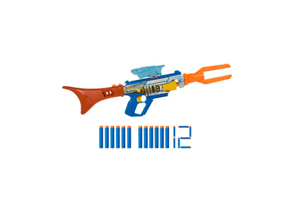 Nerf Star Wars Mandalorian Bolt-Action Blaster with 12 Elite darts in blue, orange, and red