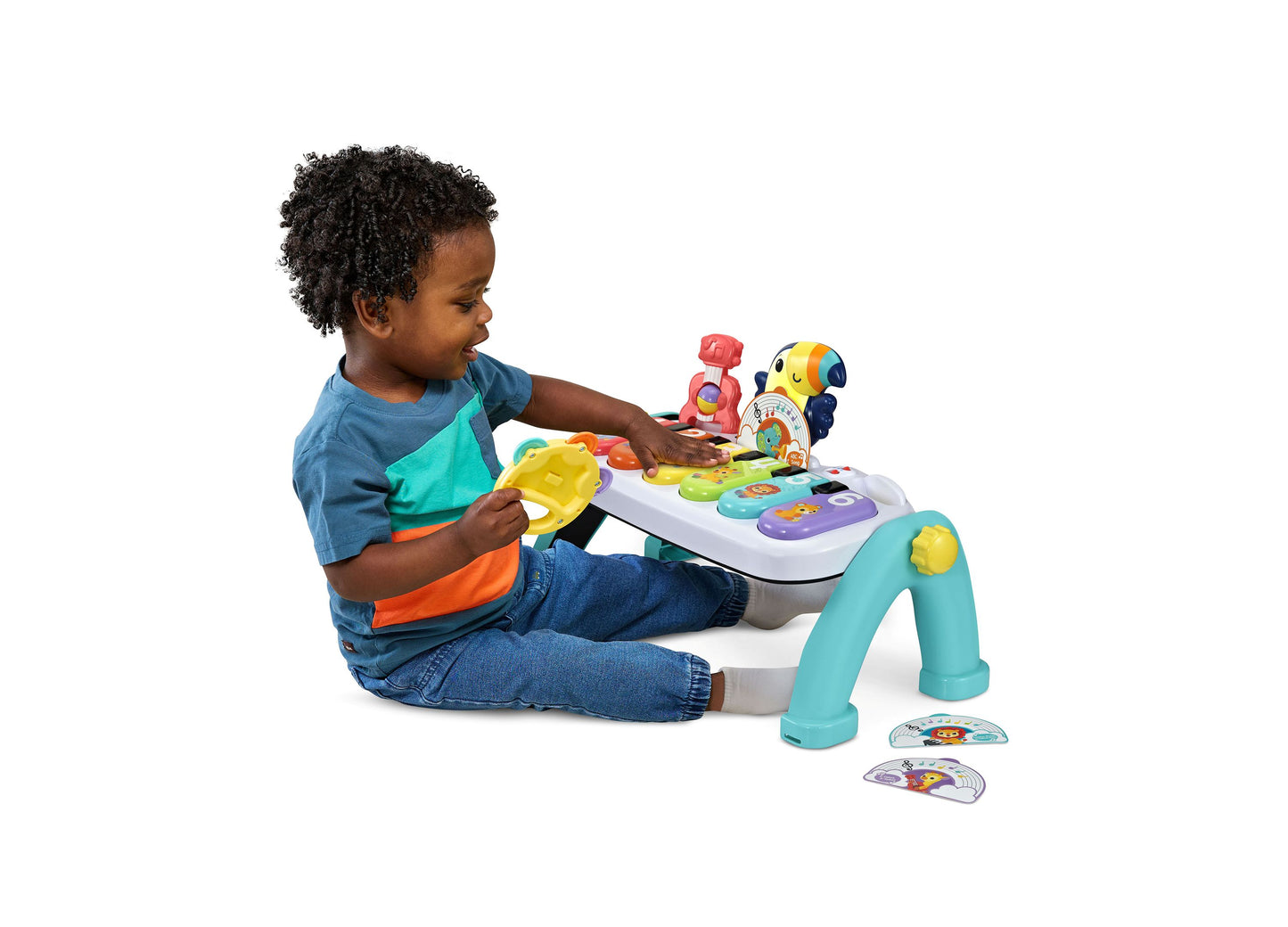 VTech Create & Discover Learning Musical Piano in turquoise and white with colorful interactive keys