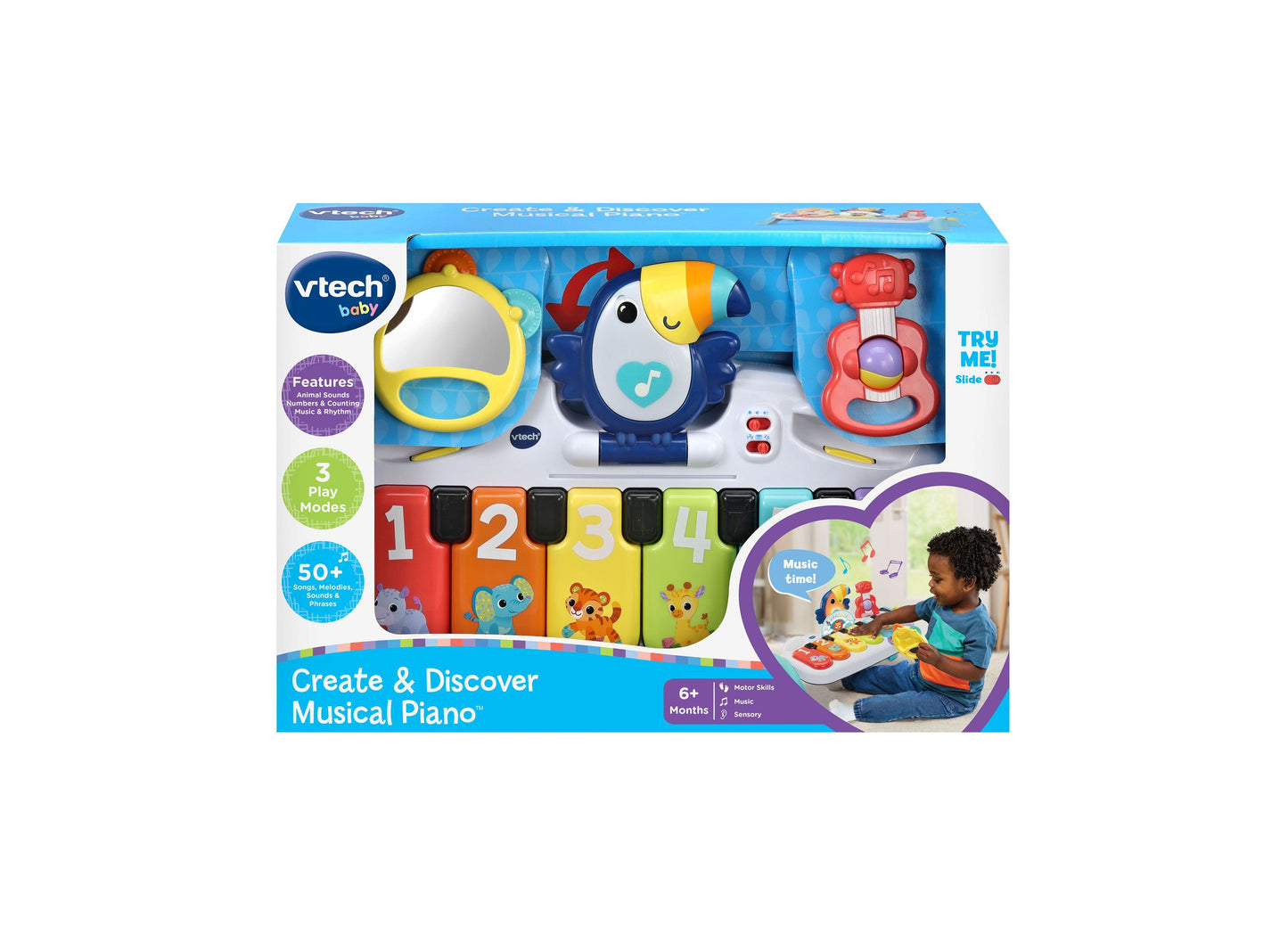 VTech Create & Discover Musical Piano with colorful keys, interactive toys, and music features for babies 6+ months