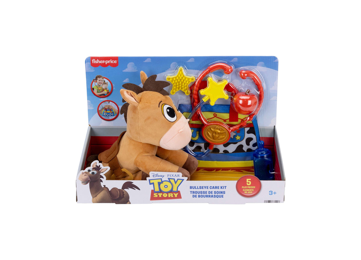 Imaginext Bullseye 9" Care Kit Plush with brown horse toy and red accessories set