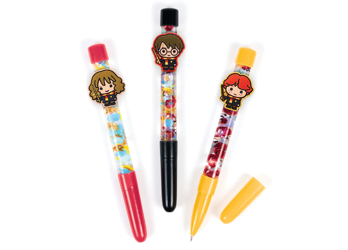Make It Real Harry Potter Customizable Floaty Pens 3-Piece Set with character charms and colorful sequins