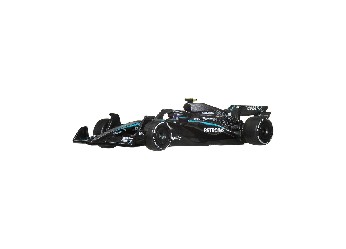 Hot Wheels 1:64 Scale Mercedes-AMG PETRONAS Formula One Premium Die-Cast Race Car, 2-Pack