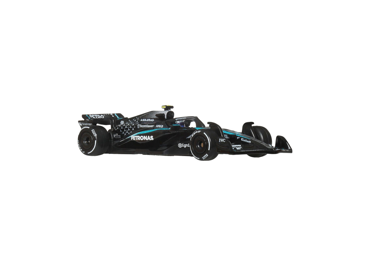 Hot Wheels 1:64 Scale Mercedes-AMG PETRONAS Formula One Premium Die-Cast Race Car, 2-Pack