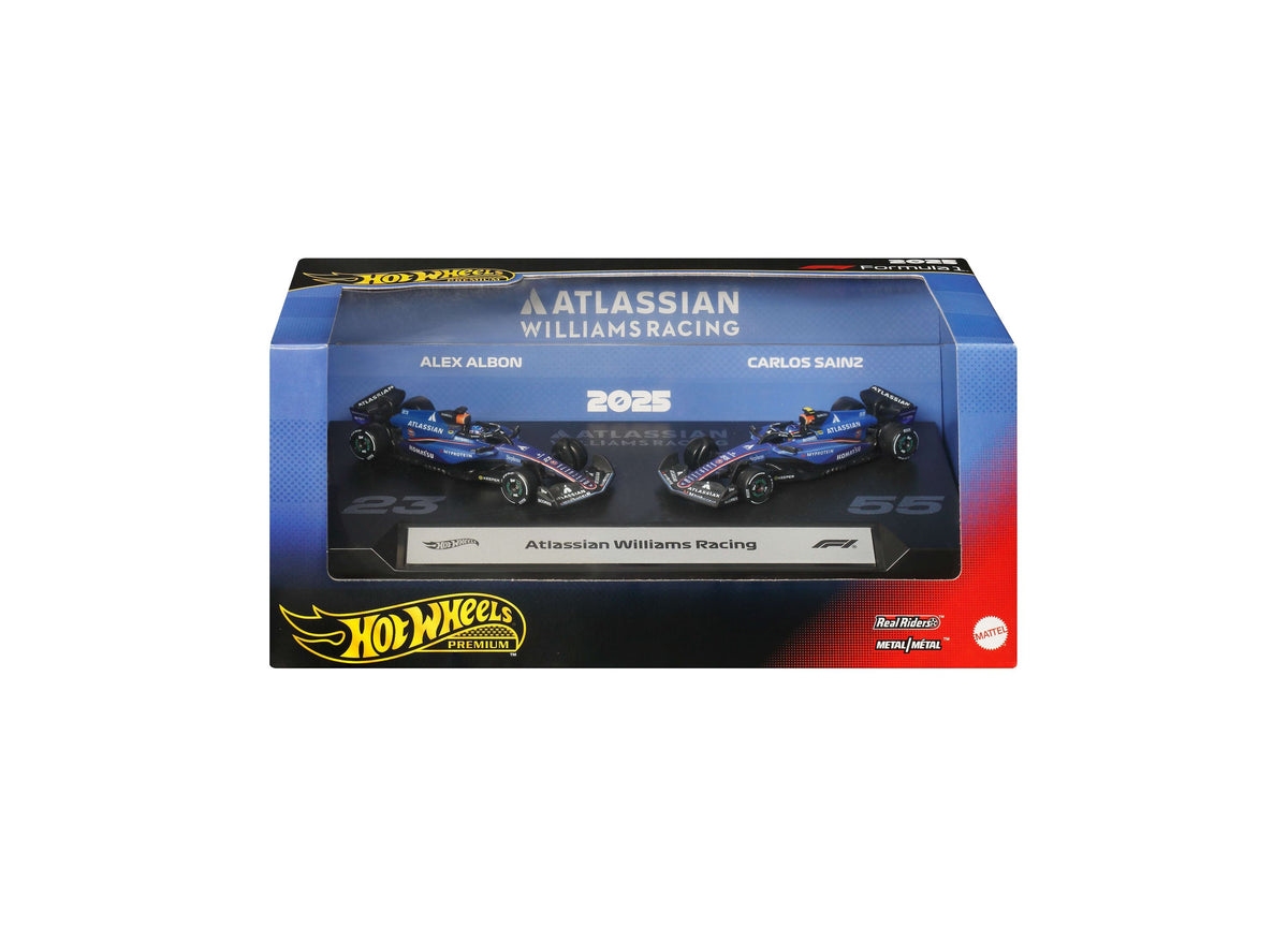 Hot Wheels Atlassian Williams Racing 2-pack 2025 F1 die-cast race cars in blue livery