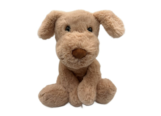Wild Hippo Holiday Hound 12.5" plush dog with floppy ears, brown nose, and knit collar