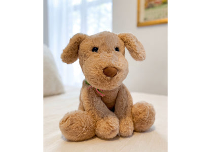 Wild Hippo Holiday Hound 12.5" Plush tan dog with floppy ears, brown nose, and patterned knit collar