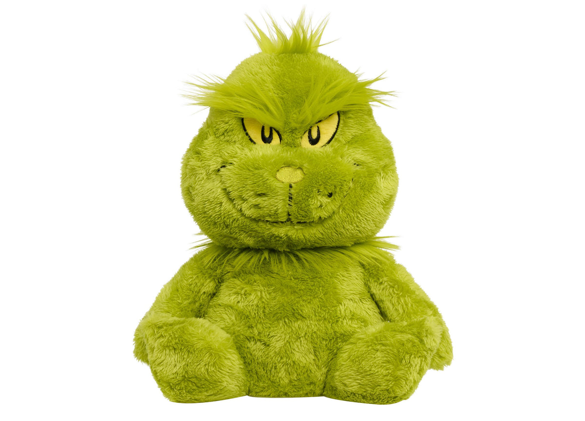 Dr. Seuss Grinch Large Weighted 12" Plush in bright green with spiky hair, sitting upright