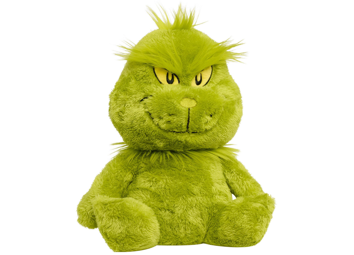 Dr. Seuss Grinch Large Weighted 12" Plush toy in bright green with spiky hair and smiling face