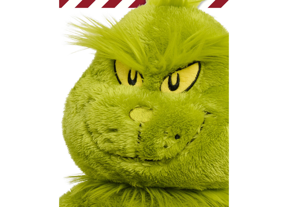 Dr. Seuss Grinch Large Weighted 12" Plush toy with bright green high-pile fabric, yellow eyes, and embroidered facial...