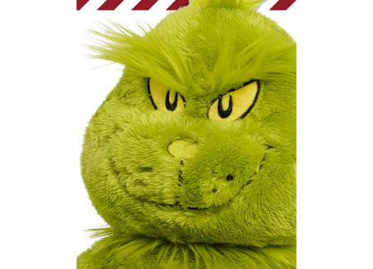 Dr. Seuss Grinch Large Weighted 12" Plush toy with bright green high-pile fabric, yellow eyes, and embroidered facial...