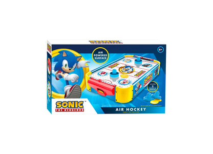 Sonic the Hedgehog Air Hockey Table Top Edition game box showing blue and yellow tabletop game with air-powered surfa...
