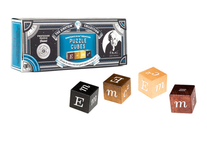 Professor Puzzle Einstein's E=MC2 4 Pack Wooden Puzzle Cubes