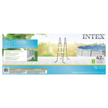 Intex Steel Frame Above Ground Pool Ladder, 42-In. Wall Height, Gray