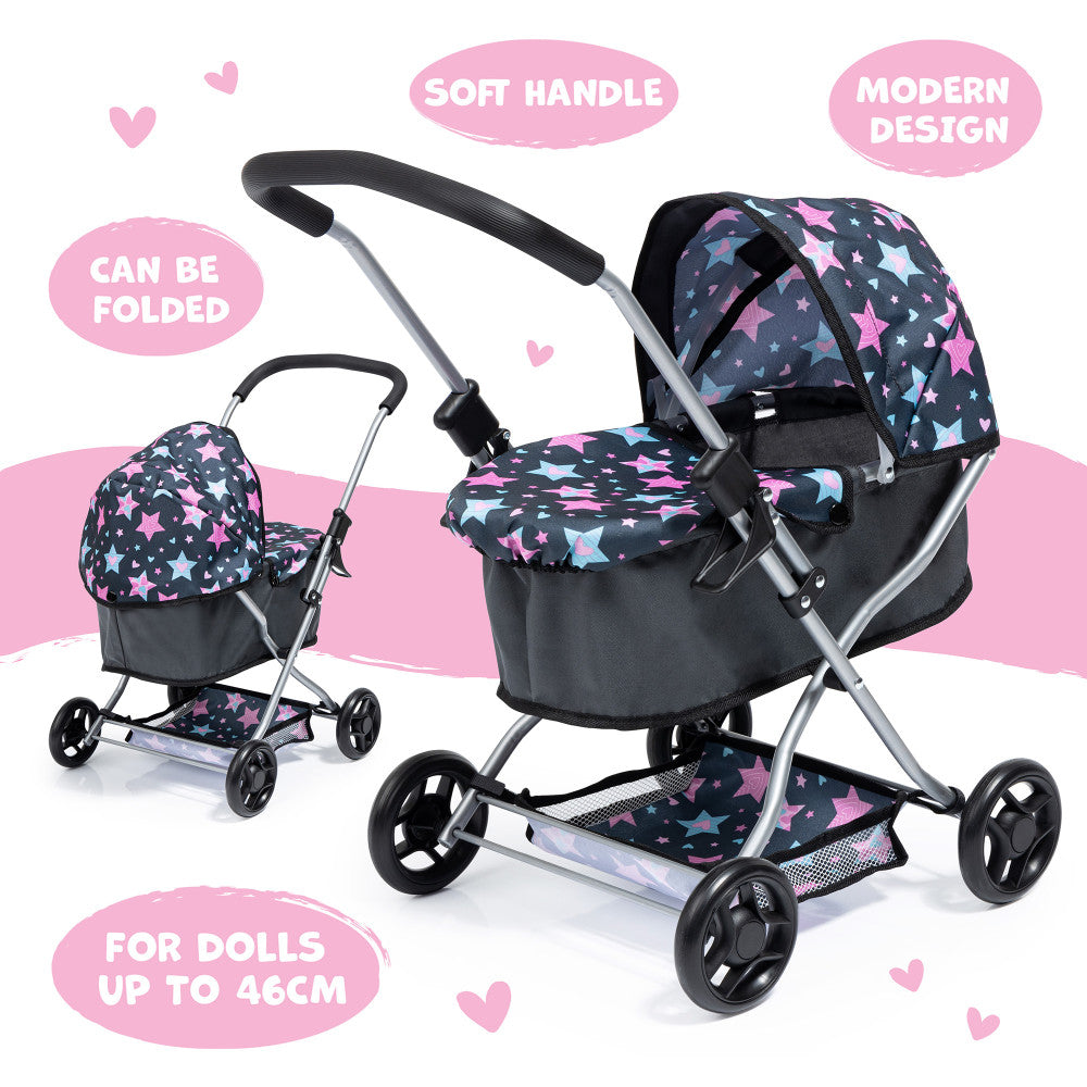 Bayer Design Dolls: Pram Starter - Blue Pink, Stars