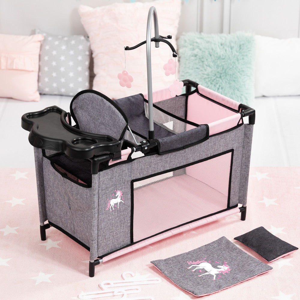 Bayer Design Dolls: Multi-Bed - Grey, Pink, Fairy - Playpen Accessory For Dolls Up To 18"