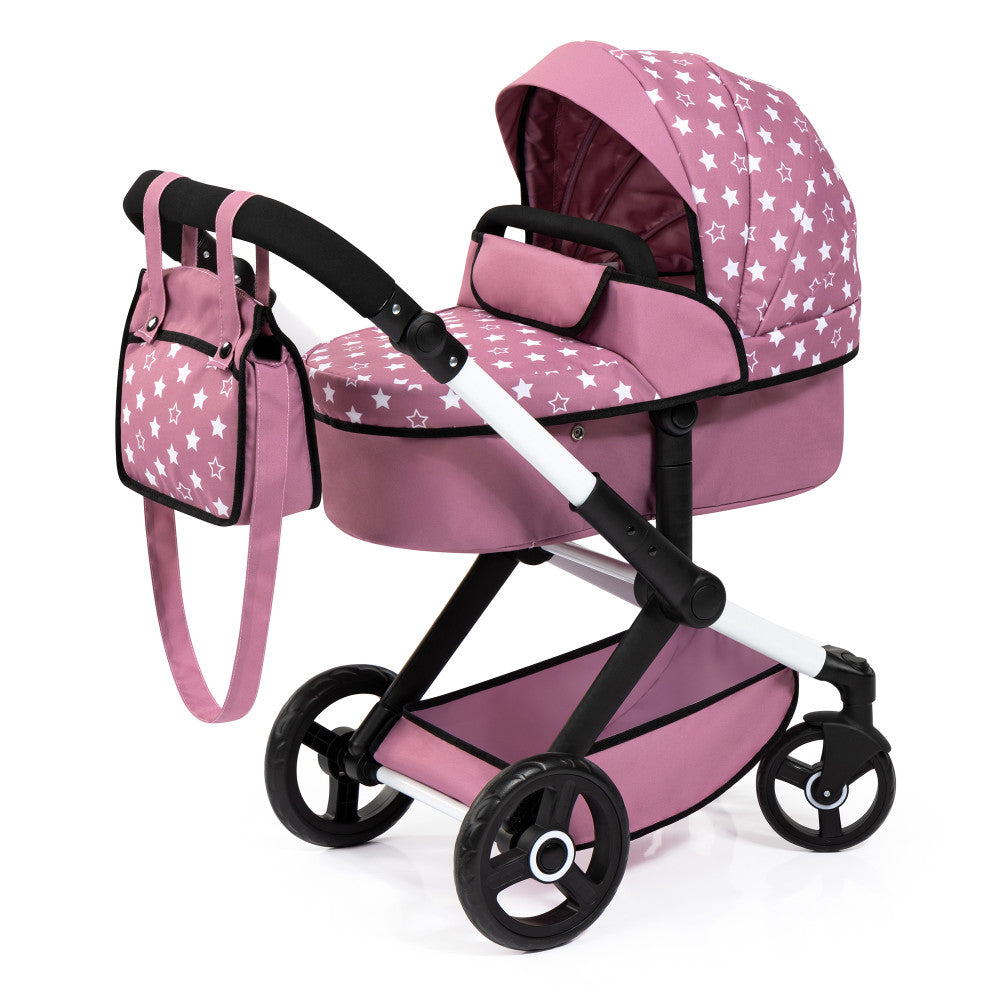 Bayer Design Dolls: Xeo Pram - Pink, White, Stars - Dolls Up To 18"