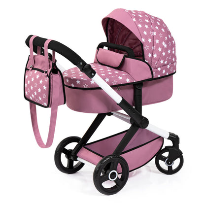 Bayer Design Dolls: Xeo Pram - Pink, White, Stars - Dolls Up To 18"