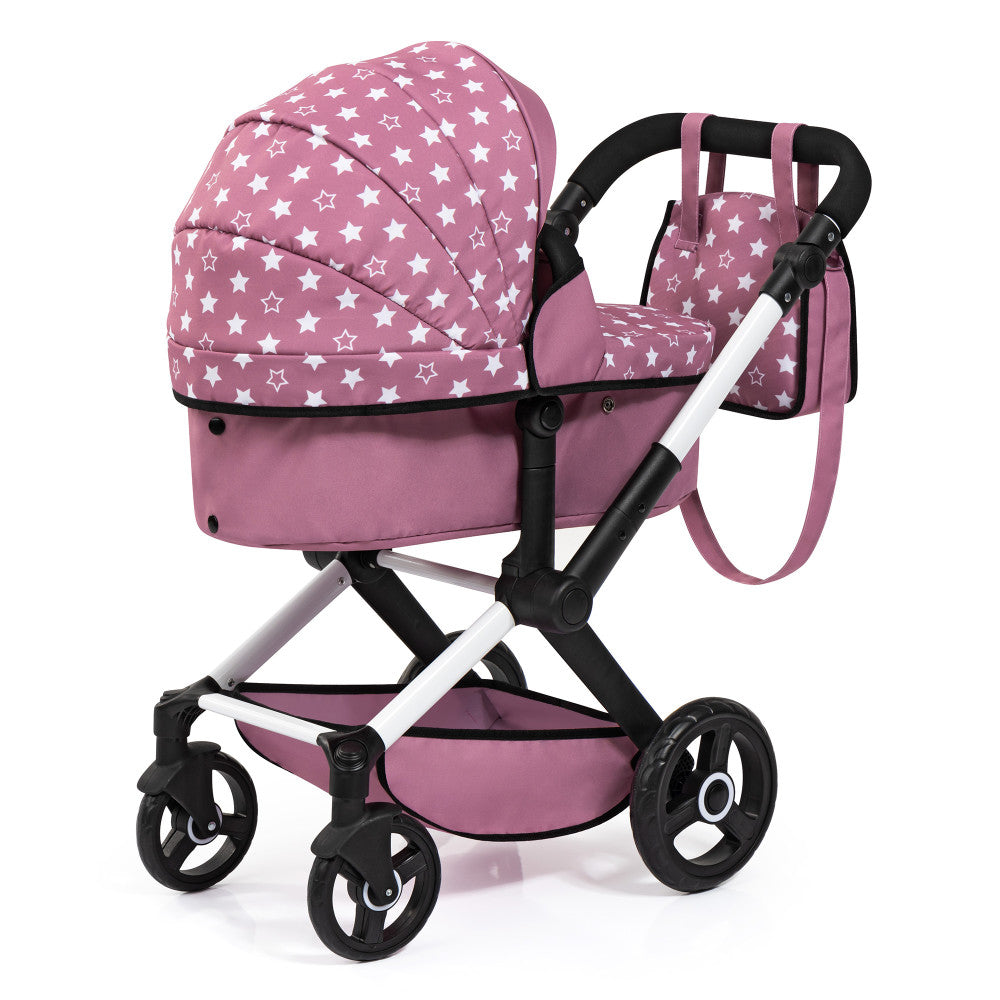 Bayer Design Dolls: Xeo Pram - Pink, White, Stars - Dolls Up To 18"
